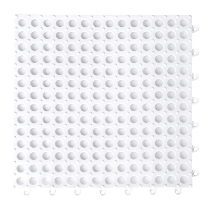 ALFEEL 10Pcs Interlocking Soft PVC Non-Slip Tile Splicing Waterproof Mat Drain Pool Shower Bath Kitchen Cushion 11.8" x 11.8" Mats Thin Type (11.8" x 11.8", White) - Image 5